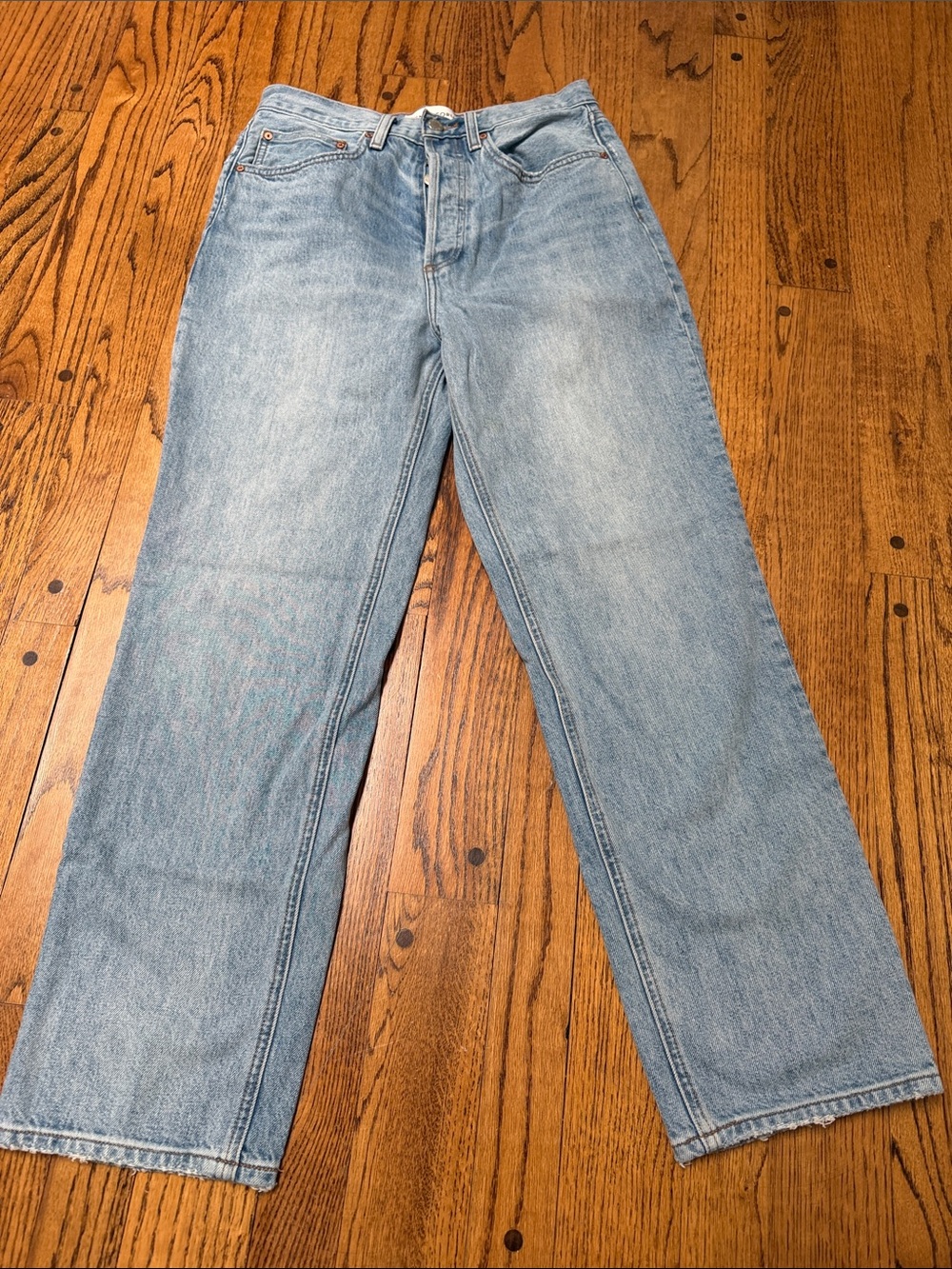 Denim Forum sz 27 The Joni High Rise Loose Denim Blue Jeans 100% Organic cotton